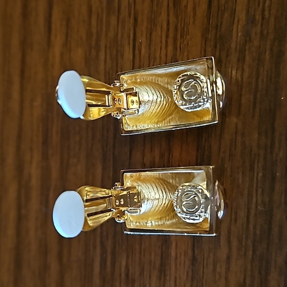 💕ST. JOHN💕 Clip On Earrings ~ Gold with Amber Stones NWOT - Picture 9 of 12